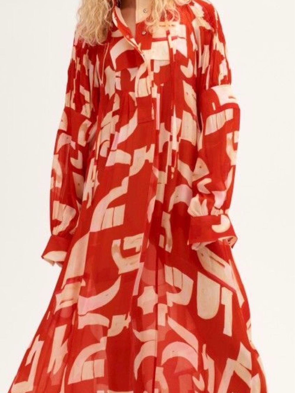 NWT H&M Studio SS18 Runway Japanese Print Red Maxi Dress US 10 - Picture 4 of 8